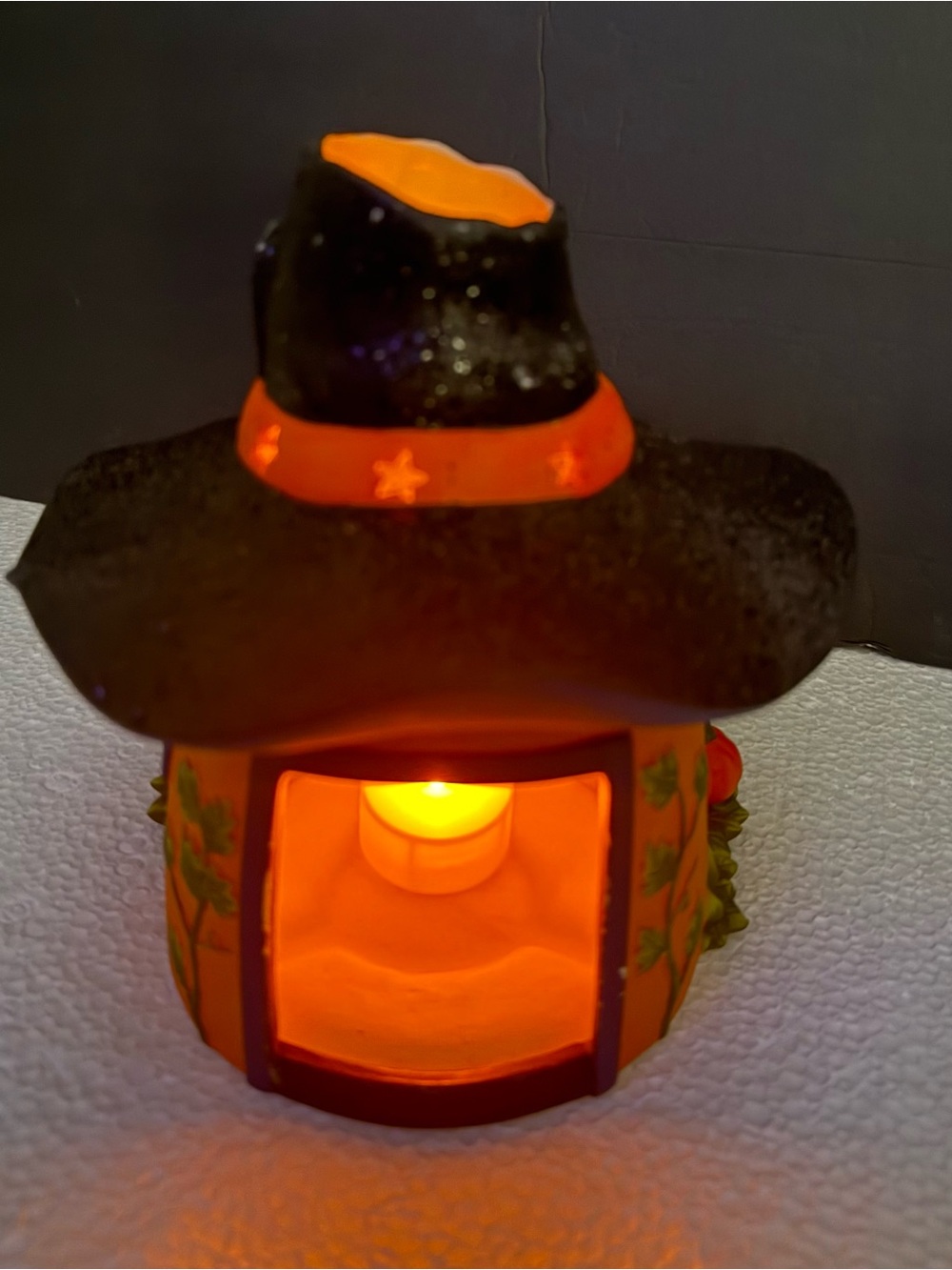 PartyLite Halloween Candle Holder Ceramic Pumpkin Witch House Retired Vintage - Picture 9 of 16